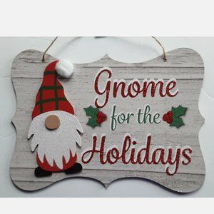 Gnome for the Holidays wooden sign